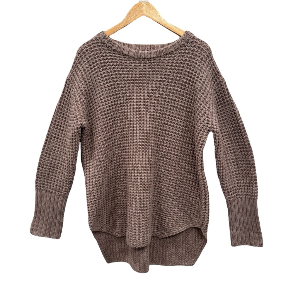 Hatch Waffle Knit Sweater Merino Wool Cashmere Blend Tan - Size Medium - Picture 2 of 7